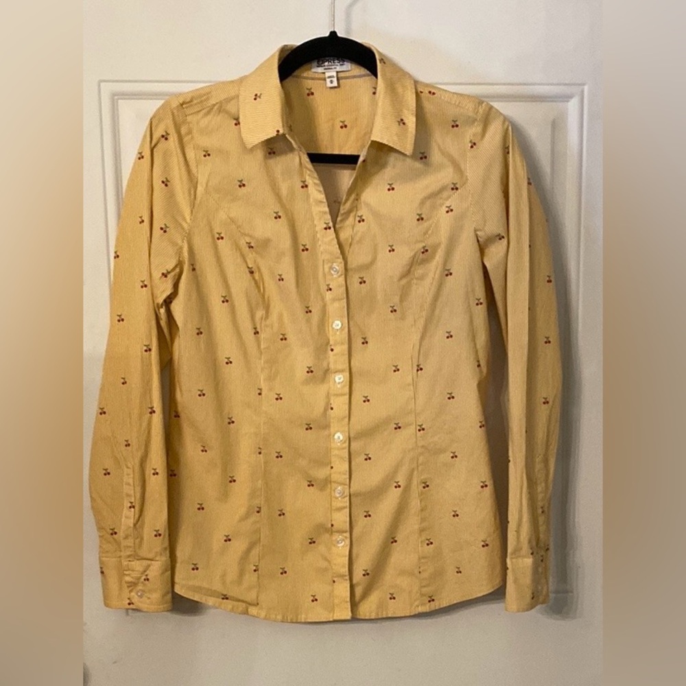 Express Ultimate Essential Cherries Button Up Top Shirt